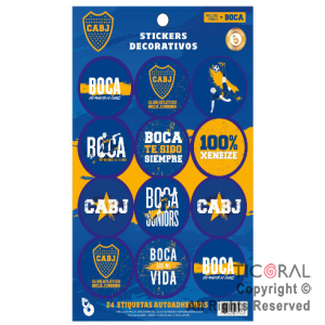 BOCA AZUL Y ORO STICKERS AUTOADHESIVOS X 24 UNIDADES